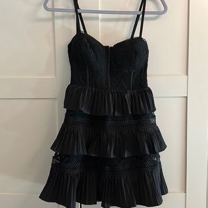 Black Lace Ruffled Dress